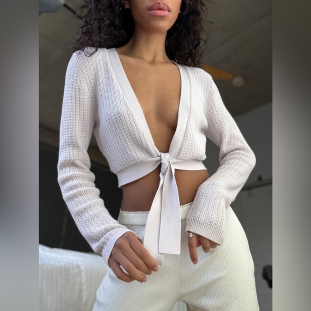 LOFT Knit Crop Tie Sweater